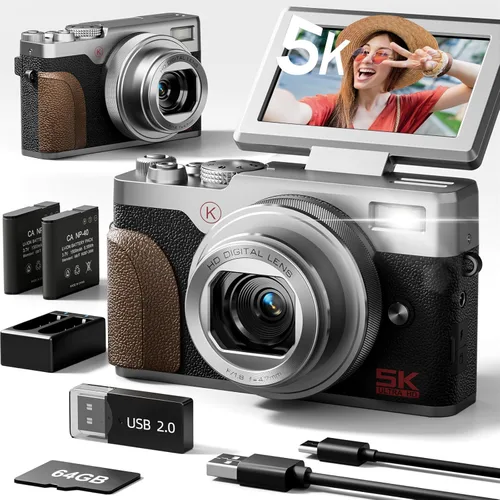 Miniatura 9 de NBD Cámara digital 5K 64MP para fotografía con zoom de 18X, cámara de enfoque automático para vlogging mejorada 2026, cámaras digitales de apuntar