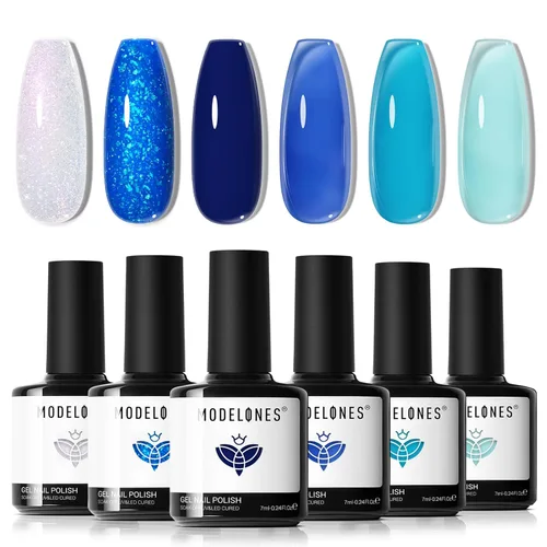 Miniatura 26 de modelones Juego de esmalte de uñas de gel, 0.5 onzas líquidas, base sedosa mejorada y capa superior extra brillante, transparente, no se limpia