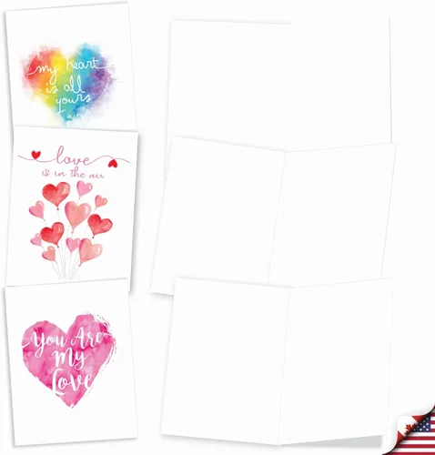 Miniatura 2 de The Best Card Company - 20 bonitas tarjetas en caja (4 x 5.12 pulgadas) - Juego surtido en blanco (10 diseños, 2 de cada uno) - Line Heart