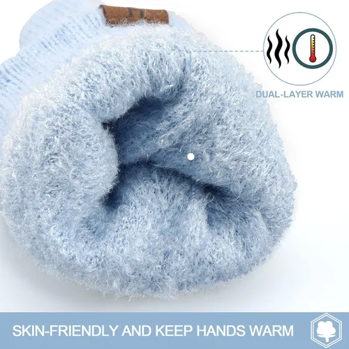Miniatura 3 de FZ FANTASTIC ZONE Women Winter Warm Knit Touchscreen Gloves Cold Weather with Thermal Fleece Lined