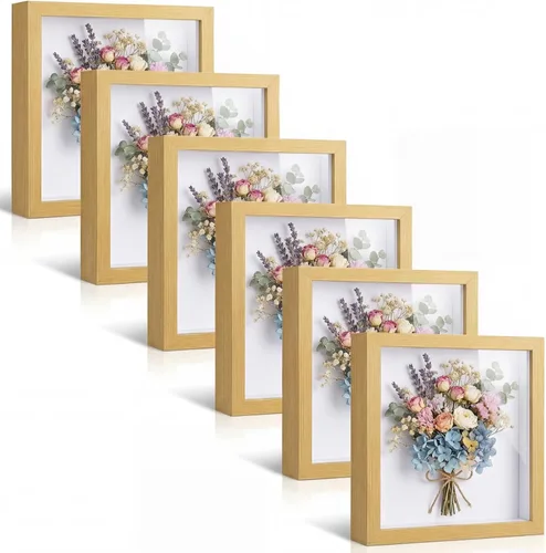 Miniatura 11 de Tuanse 6 Piezas Cajas de Sombra Marco de Fotos Cajas de Sombra Cuadradas Vitrinas para Recuerdos Deportivos Recuerdos de Boda Manualidades Alfileres