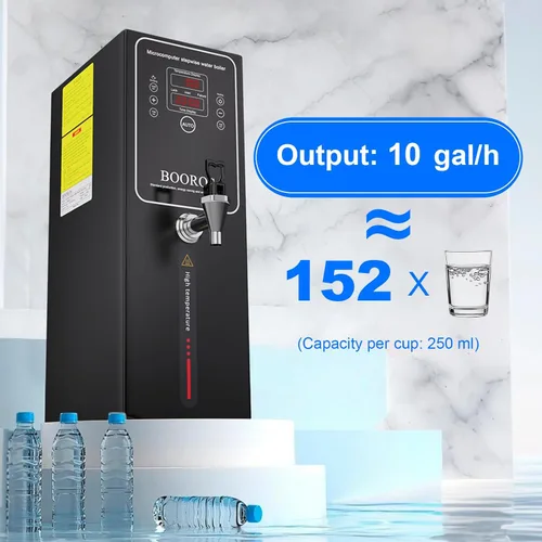 Miniatura 6 de BOOROS Dispensador de agua caliente comercial, dispensador de agua caliente negro, para encimera, caldera de agua caliente comercial de 15 L