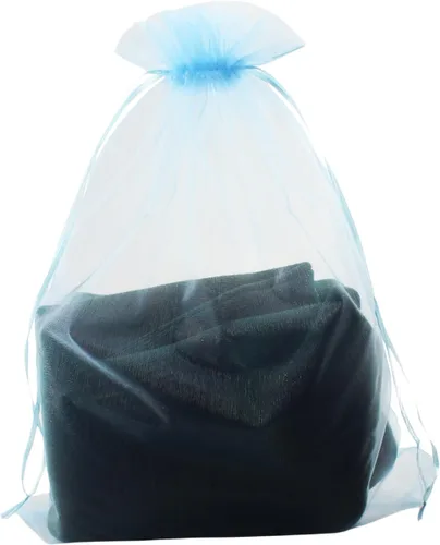 Miniatura 3 de 8 x 12 pulgadas 100 piezas bolsas con cordón de tela de organza bolsa de regalo de joyería bolsa de caramelo favores de boda B231 (azul bebé)