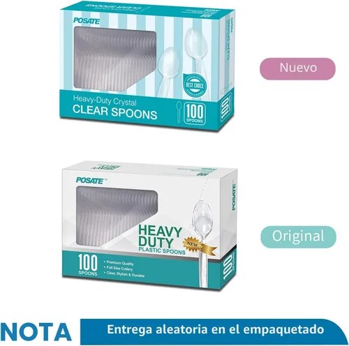 Miniatura 7 de POSATE Cucharas de plástico pesadas, transparentes, 100