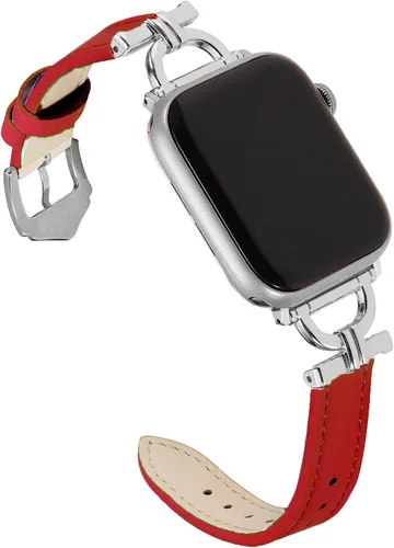 Miniatura 15 de Correa de cuero genuino compatible con Apple Watch para mujeres 38mm 40mm 41mm 42mm (serie 2024 10), correa de cuero delgada de diseñador
