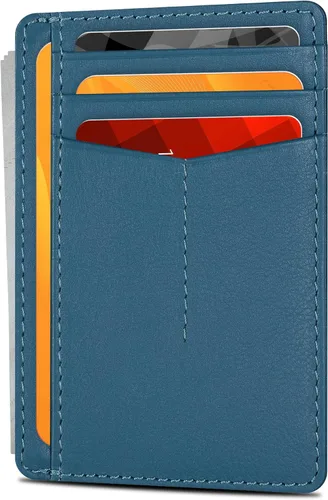 Miniatura 7 de Carteras de cuero Oak Leathers, delgadas y minimalistas con bloqueo RFID, tarjetero de bolsillo frontal para hombres y mujeres, Desnudo