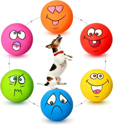 HOLYSTEED Juguetes chirriantes de látex para perros, juguetes suaves de goma para perros pequeños, juguete chirriante, juguete de bolas de juego