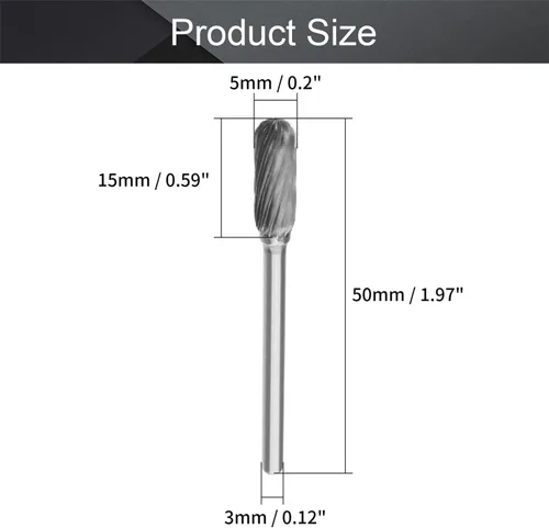 Miniatura 2 de Utoolmart Limas rotativas de carburo de tungsteno de 0.118 in, vástago de 0.118 in, herramienta de rebabas rotativas de forma cilíndrica dentada