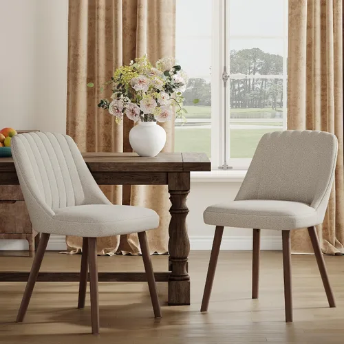 Miniatura 12 de MALOL Juego de 2 sillas tapizadas para comedor, sillas modernas de tela para cocina con respaldo, patas de madera para cocina, comedor, restaurante