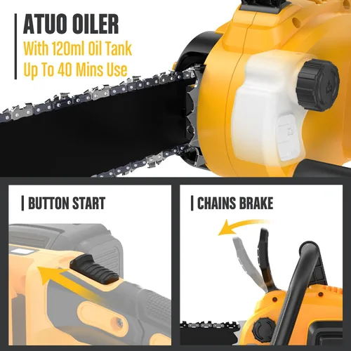 Miniatura 5 de ReliaRoads - Motosierra sin escobillas de 16 pulgadas, de 40V (2 x 20V MAX) inalámbrica con batería recargable compatible con batería DeWALT, ideal