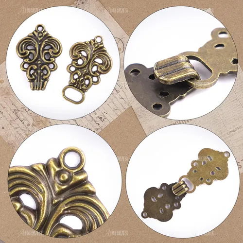 Miniatura 6 de AUEAR, Clips para suéter con diseño de flores y chal, cierre de capa, broche vintage, ganchos y ojos, clip retro Bronce