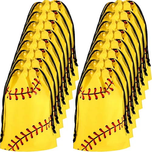 Silkfly Paquete de 50 bolsas de softbol con cordón para aperitivos, bolsas de plástico para regalo, regalos de fiesta para suministros de fiesta