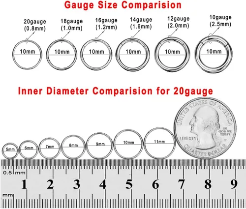 Miniatura 3 de FANSING - Aro de acero quirúrgico 316L con bisagra, para piercing de nariz, tabique, cartílago, hélix, daith, tragus, rook, conch, labio, lóbulo