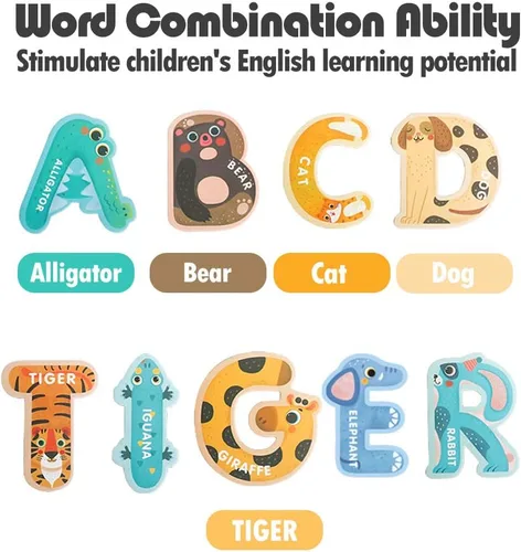 Miniatura 4 de JOCHA ABC Letra Lindos Animales Nevera Jumbo Grandes Imanes del Alfabeto Preescolar Aprendizaje de Ortografía Nevera Magnético Mayúscula Colorido