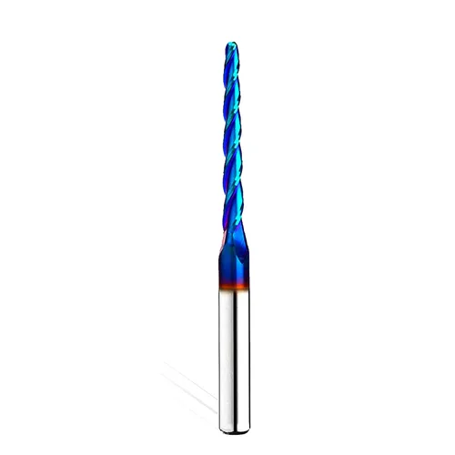 Brocas de fresado CNC de punta de bola cónica de 1 grado, fresas de carburo sólido, corte en espiral 2D y 3D, vástago de 1/4 de pulgada con 1/8 de