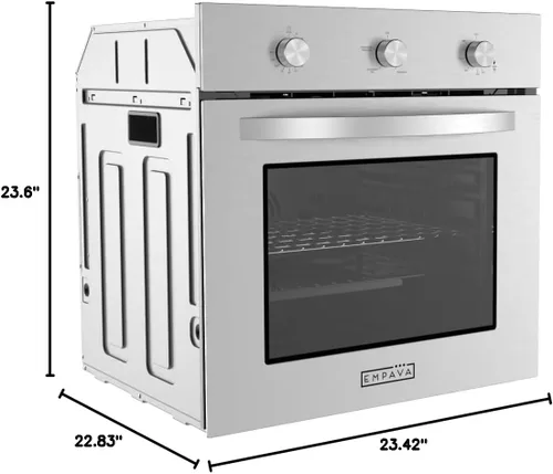 Miniatura 8 de Empava Horno de Pared de Gas Individual de 24 Pulgadas 2.3 Pies Cúbicos Funciones de Hornear Asar Rosticería con Controles Mecánicos-Temporizador
