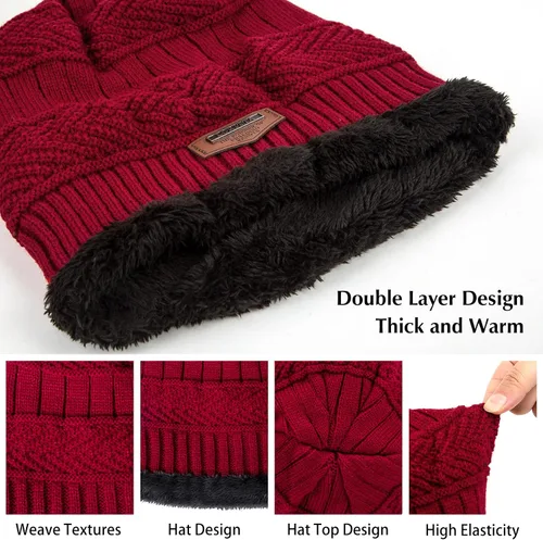Miniatura 102 de Loritta Gorro de invierno cálido de punto grueso y holgado para hombre