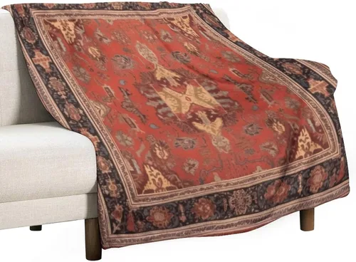 Miniatura 52 de Mantas de franela con patrón artístico rojo, beige, marrón oscuro, manta de franela de pintura al óleo abstracta de 30 x 40 pulgadas para sofá, cama