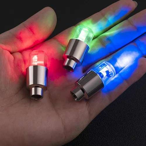 Miniatura 4 de 4 PCS Luces LED para Tapas de Vástago de Válvula de Neumático, Flash Giratorio con Visibilidad de 360 Grados, Luces de Rueda Impermeables para Azul