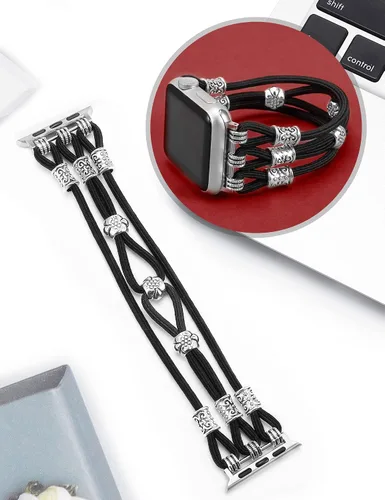 Miniatura 3 de TOYOUTHS Pulsera de cuentas compatible con Apple Watch Band de 1.496 pulgadas, 1.575 pulgadas, 1.654 pulgadas, 1.732 pulgadas, correa elástica