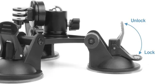 Miniatura 4 de Soporte de cámara para coche – Soporte de succión para cámara – Soporte de triple ventosa con cabeza roscada de 1/4 cabeza de bola de trípode de 360