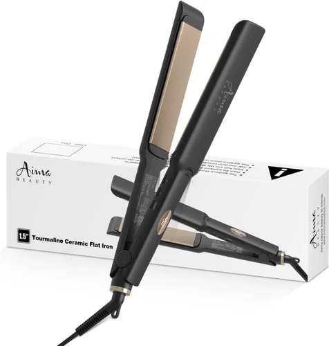 Miniatura 8 de Aima Beauty - Plancha plana de titanio de 1¼ pulgadas, alisadora de cabello 2 en 1 con placas de revestimiento de cerámica flotante 3D para un