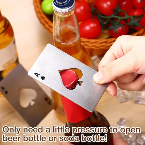Miniatura 3 de Chengu 40 unidades de abrebotellas de póquer Ace of Spades a granel de acero inoxidable para cerveza, vino, tarjetas de crédito, abrebotellas