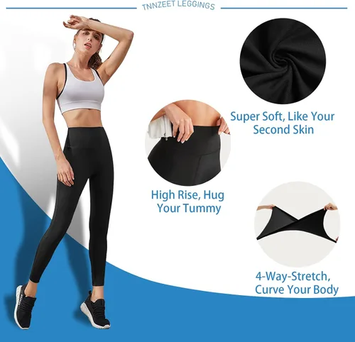 Miniatura 2 de Leggings de cintura alta para mujer, no se transparentan, con control de abdomen, pantalones de yoga para ciclismo, entrenamiento, yoga