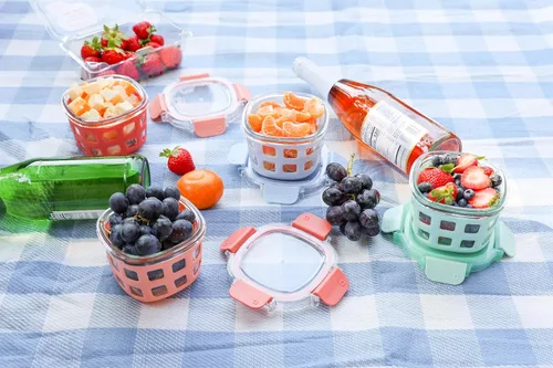 Miniatura 2 de Ello Duraglass - Juegos de preparación de comidas de vidrio con recipientes de almacenamiento de alimentos a prueba de fugas con tapas de plástico