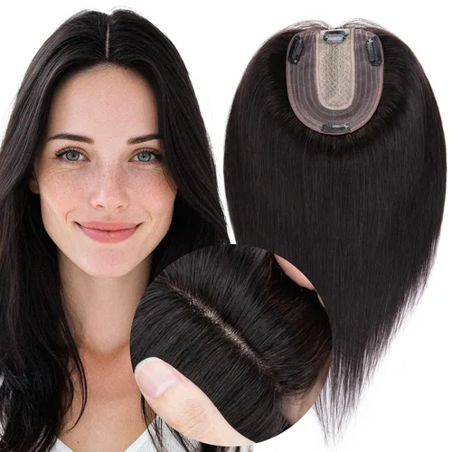 Miniatura 12 de MY-LADY Extensiones de cabello humano para mujeres, cabello natural 10 * 12CM, base de seda con encaje, densidad 130%, pasadores Remy, 6 pulgadas