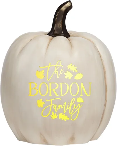 Miniatura 11 de Let's Make Memories Calabaza iluminada personalizada, decoración de Halloween de Jack o Lantern, nombre de tu familia en una calabaza personalizada