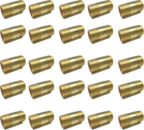 Boquilla de latón 3/4" X 3/4", 2" de longitud, macho NPT MNPT combustible/aire/agua/aceite/gas WOG (cantidad 25)