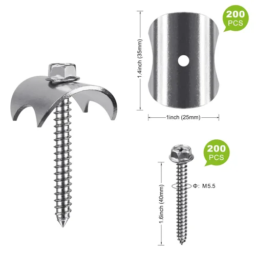 Miniatura 6 de Insaga Grapas para valla de alambre, clavos de acero inoxidable 304, sujetadores de grapas de valla de alambre reutilizables, 200 tornillos de valla