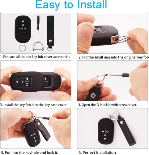 Miniatura 3 de Funda de Llave de Silicona Compatible con Honda 5 Botones Civic Accord Pilot CR-V HR-V 2025 2024 2023 2022 Llave de Coche Inteligente Funda de Goma