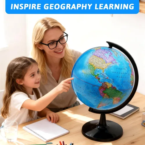 Miniatura 7 de GOCHANGE Globo político de 8 pulgadas con superficie impermeable HD, globo para escribir y borrar y colores brillantes para estimular el interés