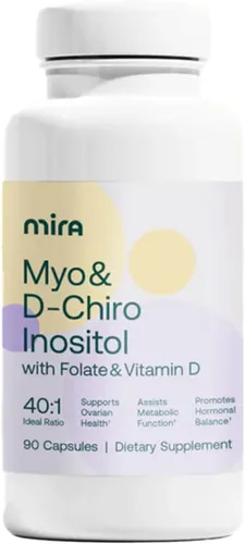 MIRA Suplemento de SOP, Myo Inositol y D-Chiro Inositol Proporción 40:1, ayuda a promover el equilibrio hormonal y apoyar la salud ovárica y el