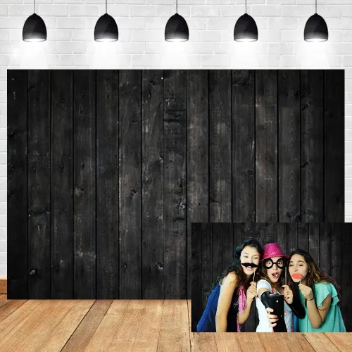 Telón de fondo de fotografía de pared con textura de madera oscura de 5 x 3 pies, estilo vintage, retro, negro, tablero de madera negra, fondo de
