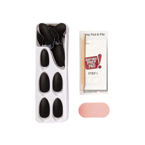 Miniatura 3 de imPRESS Uñas postizas a presión de color, Halloween, sin necesidad de pegamento, negras, almendra mediana, 33 unidades.
