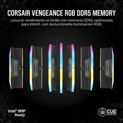 Miniatura 2 de CORSAIR Vengeance RGB DDR5 RAM 32 GB (2 x 16 GB) Hasta 6000 MHz CL36-44-44-96 1.35V Intel XMP 3.0 Memoria de computadora - Negro (CMH32GX5M2E6000C36)