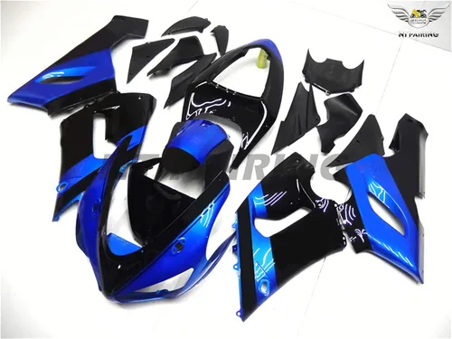 Miniatura 2 de Ajuste para Kawasaki Ninja ZX6R 636 2005 2006 Negro Azul Inyeccionado Carenados Kit Cuerpo Kit Carrocería de plástico