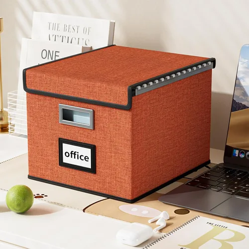 Miniatura 5 de Caja organizadora de archivos con tapa, organizador de carpetas de archivos plegable para almacenamiento de documentos de oficina, caja de archivos