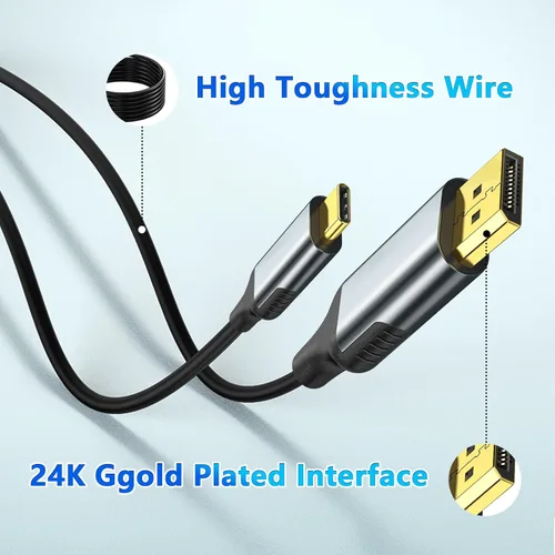 Miniatura 4 de Cable USB-C a DisplayPort de 6 pies, 4K a 144 Hz y 2K a 240 Hz, cable tipo C a DP de transferencia de datos de 10 Gbps