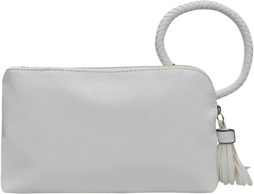 Miniatura 3 de NGIL Mini bolso de pulsera para mujer, mini bolso de cuero sintético con borla de flecos, cartera de pulsera para mujer