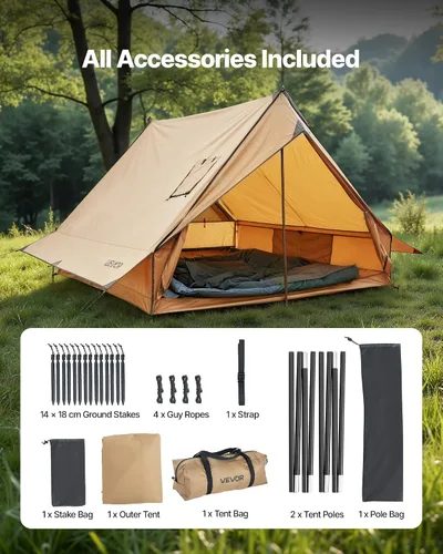 Miniatura 3 de VEVOR Tienda Caliente, Tiendas de Campaña Tipi Calientes con Toma para Estufa, Tiendas de Campaña Portátiles de Invierno con Faldón para Nieve