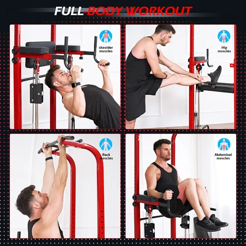 Miniatura 5 de Dland Power Tower - Estación de inmersión con barra de dominadas, equipo multifuncional de entrenamiento de altura ajustable para gimnasio en casa