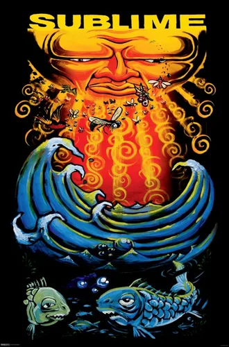 Miniatura 6 de AllPosters Póster de pared sublime, diseño de sol y pez sobre marco negro, 24 x 36 pulgadas