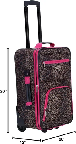Miniatura 5 de Rockland Jungle Softside Juego de maletas verticales, Pink Leopard), F125-PINKLEOPARD