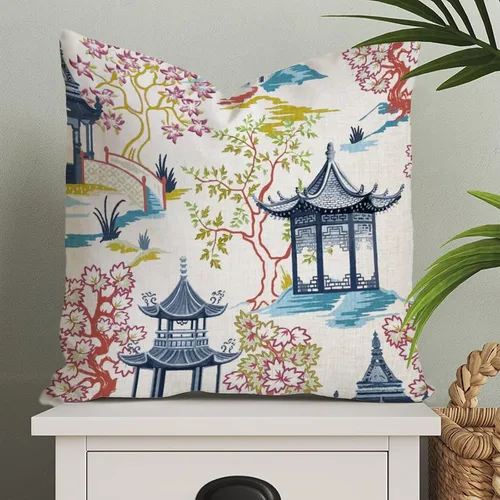 Miniatura 130 de ArogGeld Fundas de Almohada Euro Sham Florales Verde y Blanco Gris Estilo Chinoiserie Funda de Almohada Asiática Funda de Cojín Decorativo 18x18