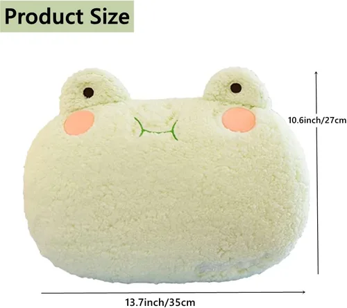 Miniatura 5 de NatureMan Almohada de rana de felpa, calentador de manos de rana rellena súper suave para adultos y niños (verde)