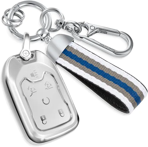 Miniatura 21 de Funda para llavero GMC con llavero de cuerda trenzada de metal antipérdida, exquisita funda suave para Tahoe Acadia Terrain Yukon Yukon XL Silverado